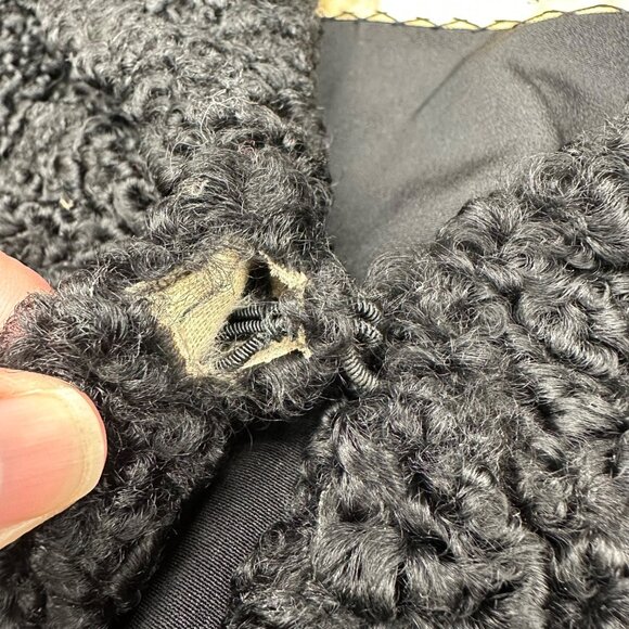 Vintage Black Persian Lambs Wool Coat Cape Style Curly Hair Sheep Mid Century - Picture 8 of 12
